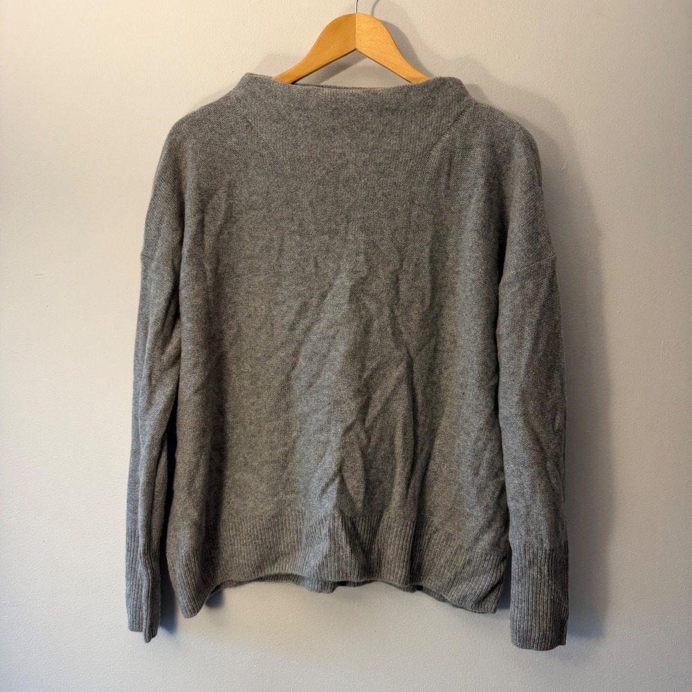Quince 100% Mongolian Cashmere Mock Neck Sweater Heather Gray Large